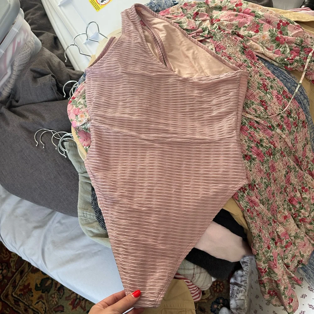 Pink Ribbed One-Piece Swimsuit - Picture 3 of 3